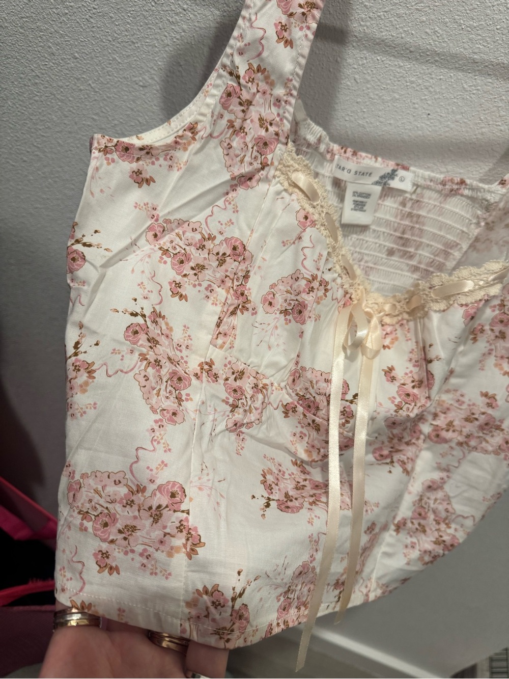 Altar’d State Floral Corset Bustier Tank Top Pink Ivory L NWOT - Picture 5 of 6